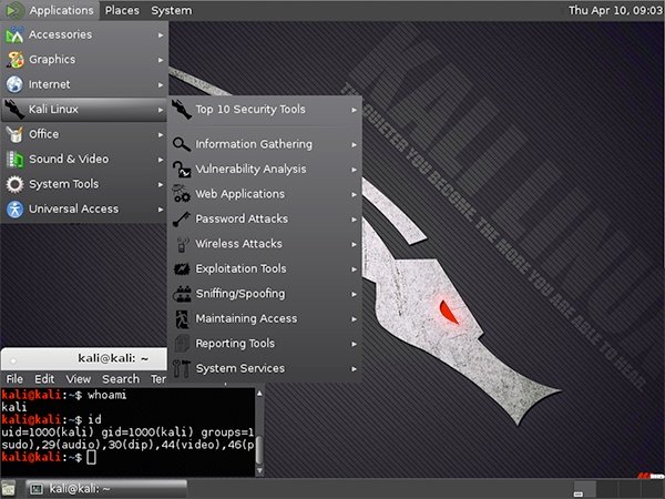 Kali Linux desktop