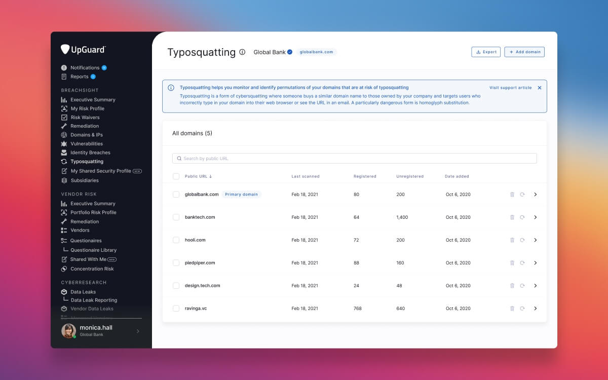 Export typosquatting