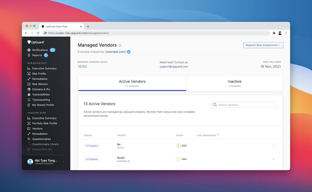 Let UpGuard manage your third-party vendor risk