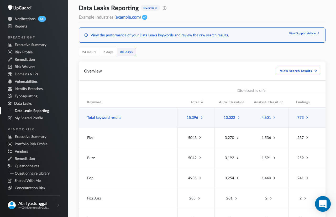 Data Leaks Reporting