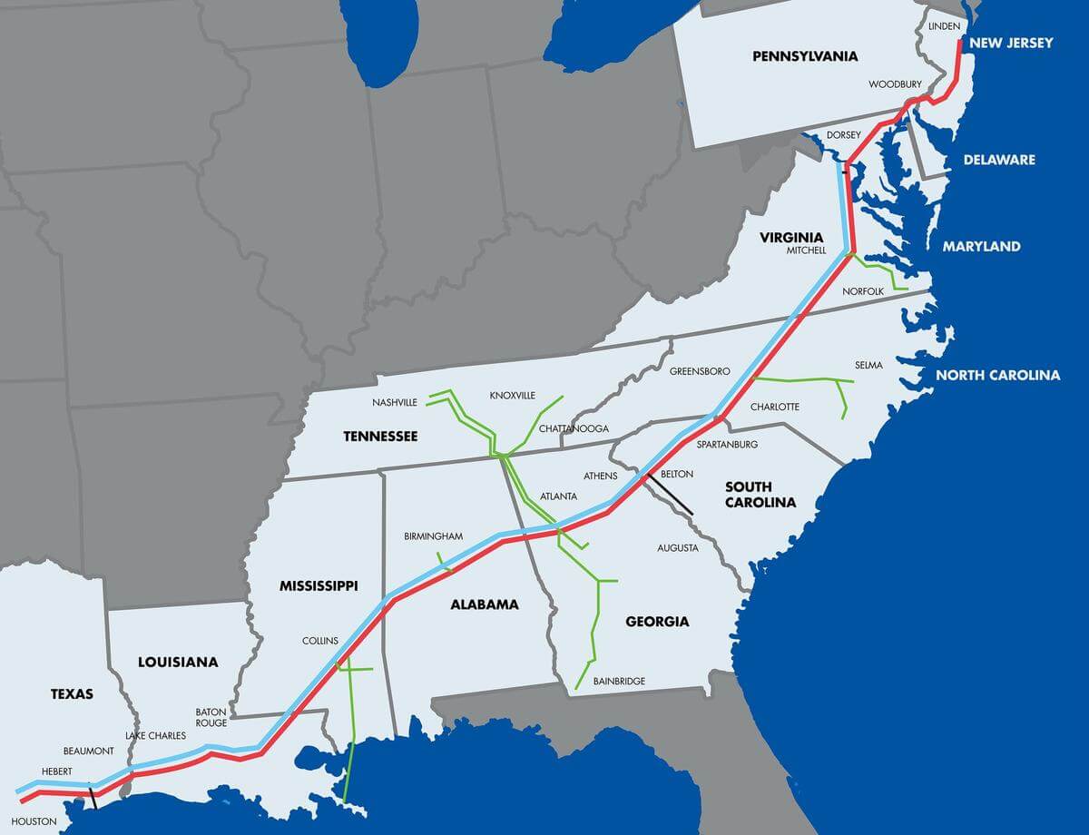 Colonial Pipeline Map - source: ZDNet.com