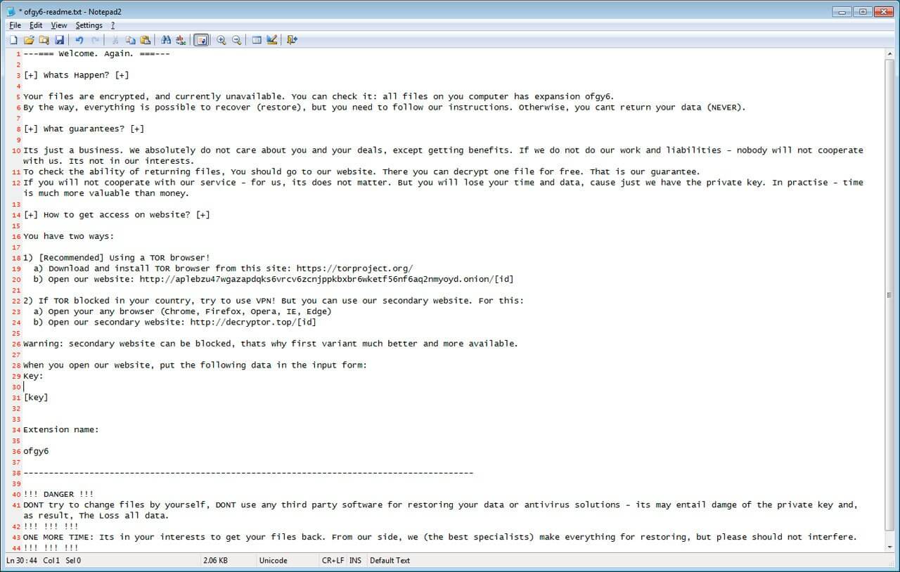REvil Ransom Note