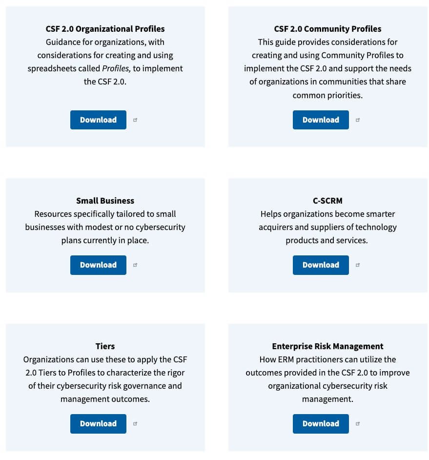 The updated NIST CSF quick start library.