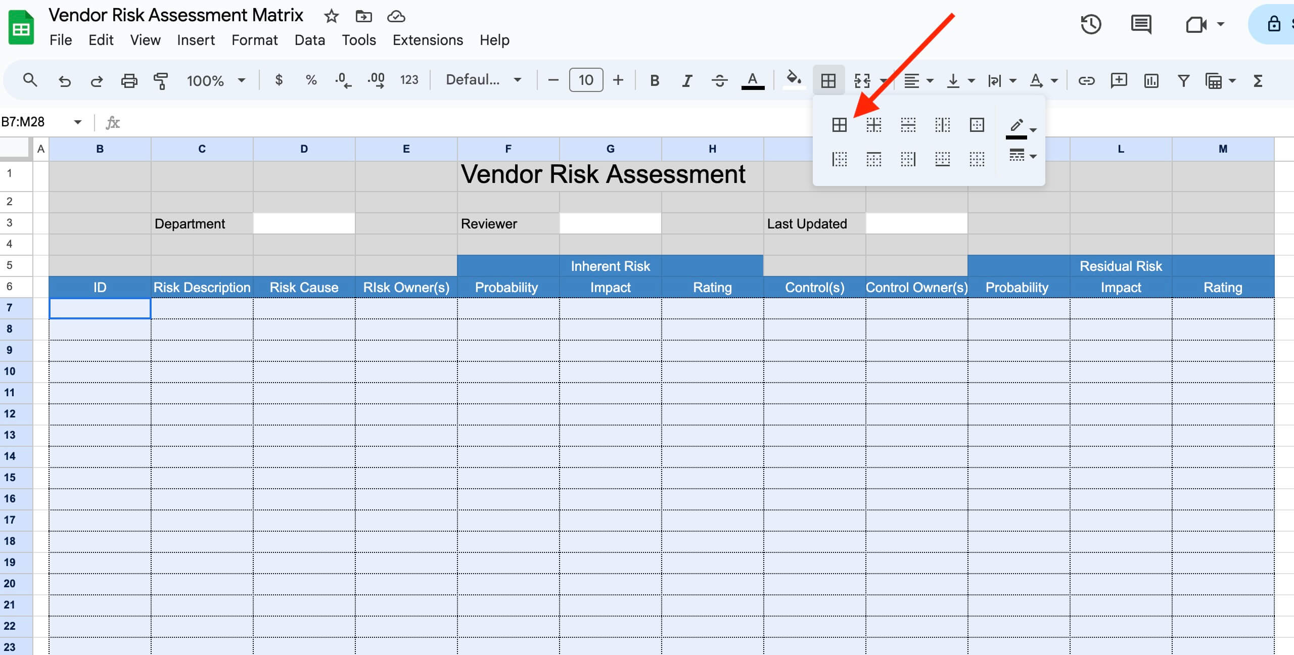 VRM assessment template