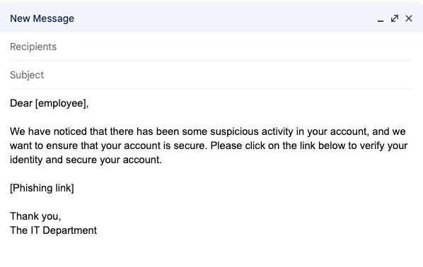 Simulated Phishing Message.
