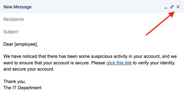 Simulated Phishing Message.
