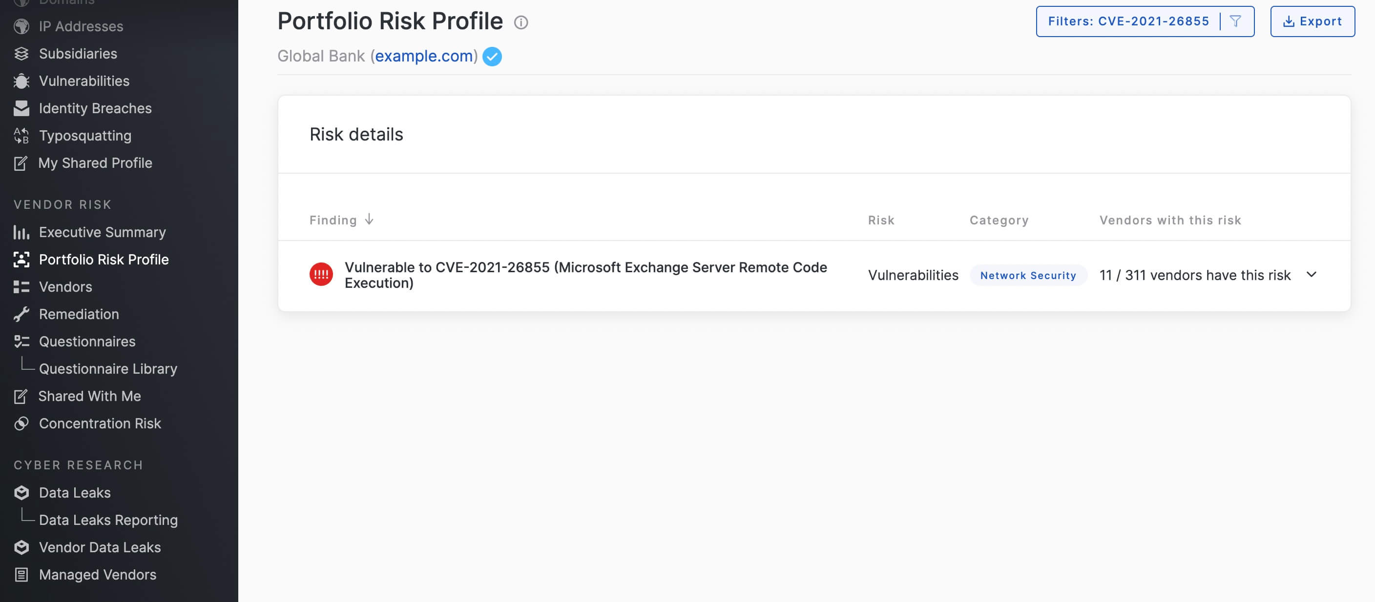 Detecting CVE-2021-26855 in vendor network