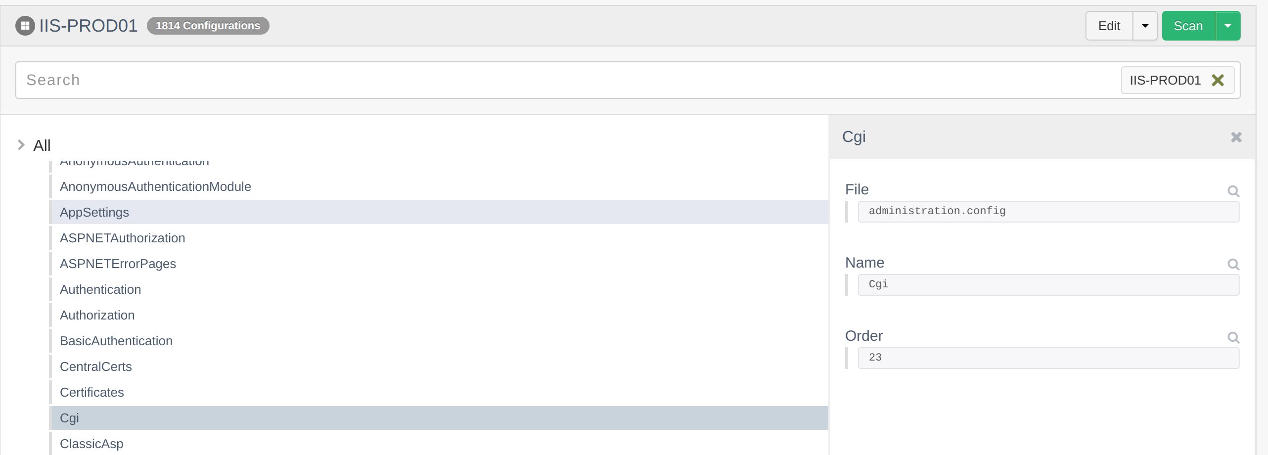 UpGuard tracking IIS CGI configuration