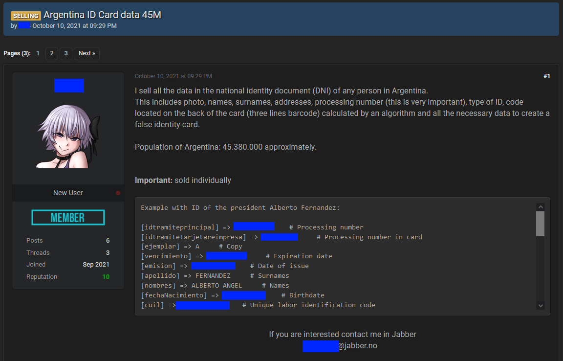 Argentinian Government Database Hack