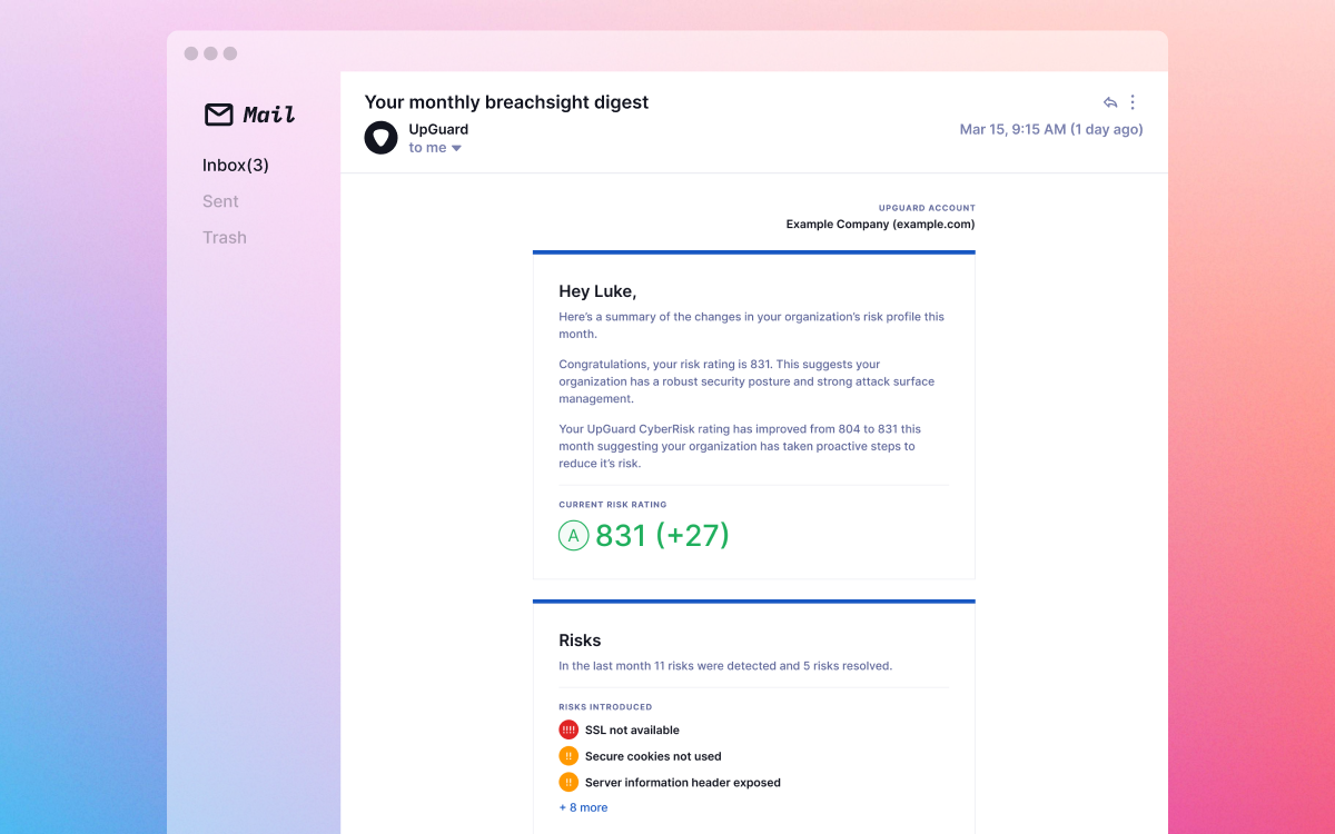BreachSight monthly email digest