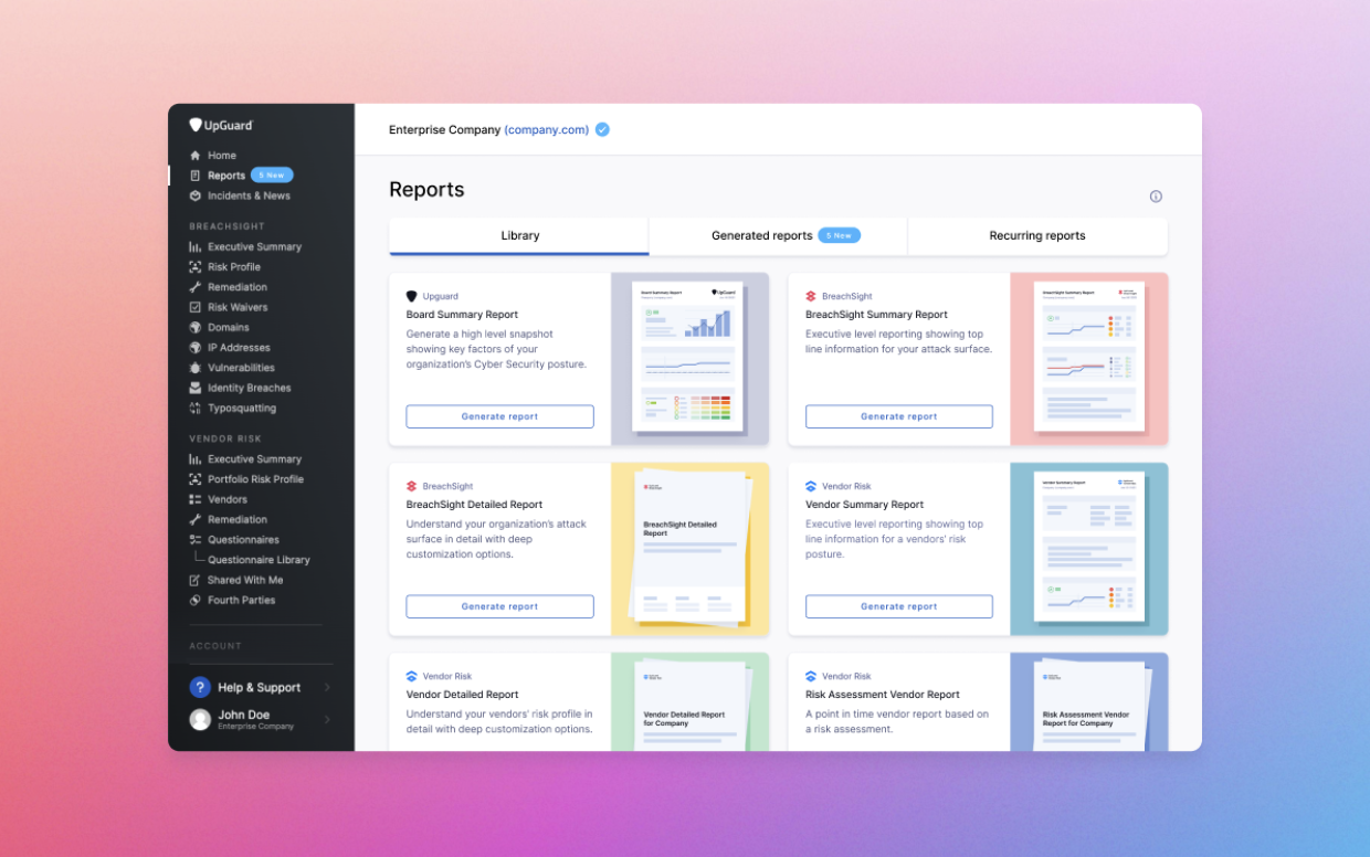 New Reporting Hub with Board Summary report