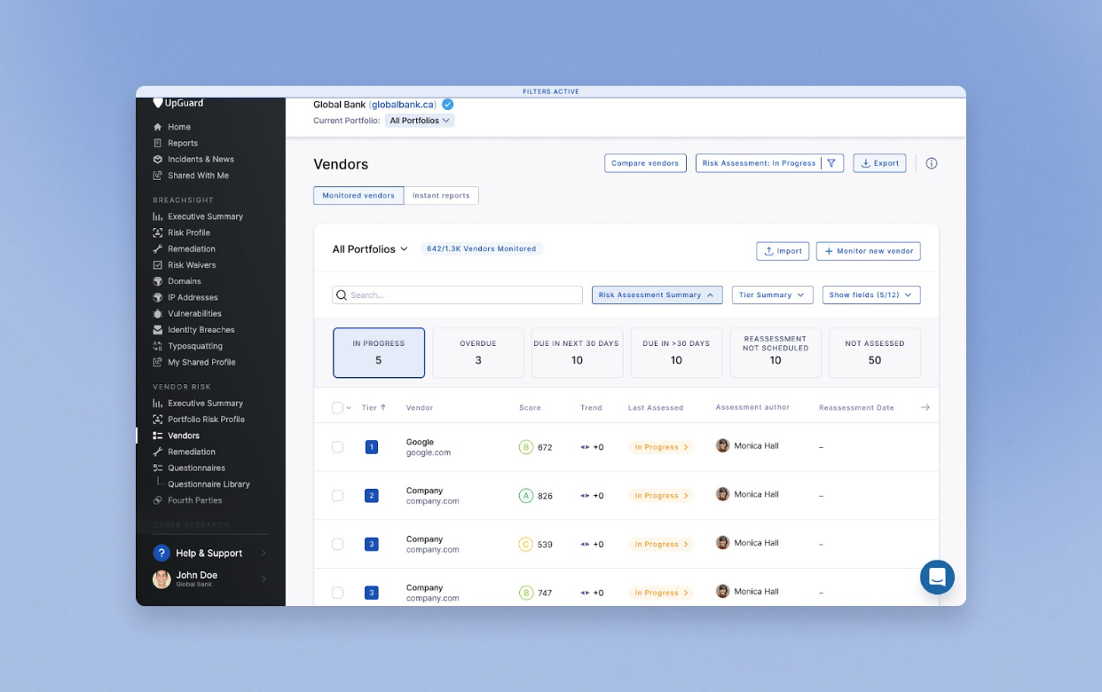New ways to keep track of risk assessment status across vendors