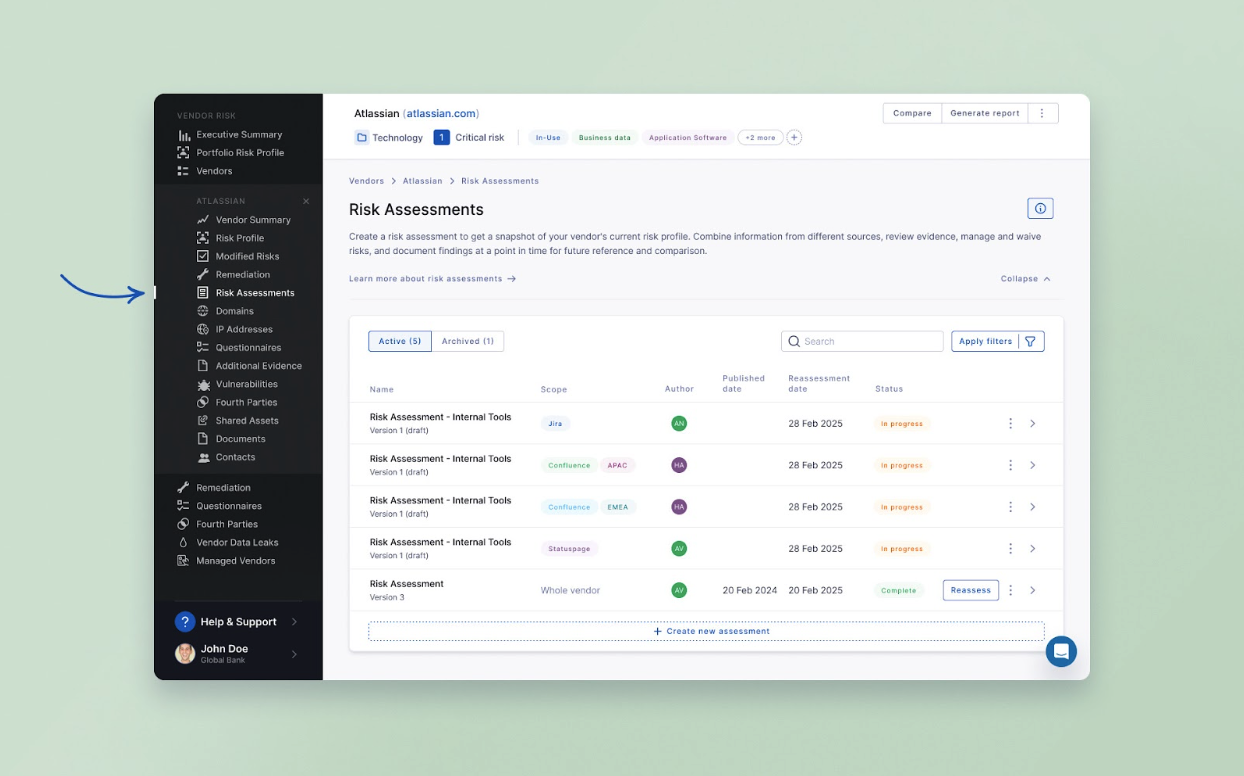 Ability to conduct concurrent risk assessments for a single vendor