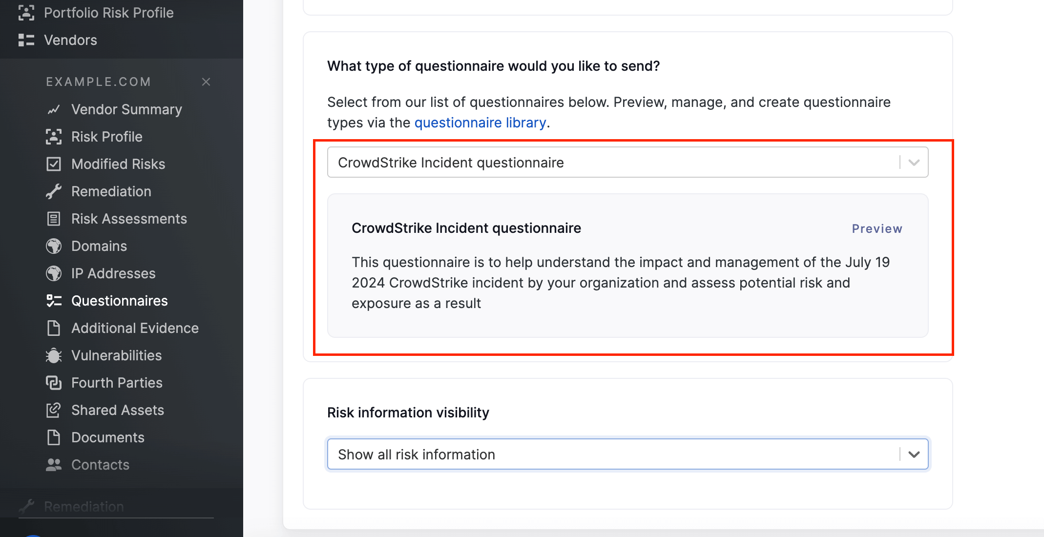 Crowdstike impact vendor questionnaire is now available on the UpGuard platform.
