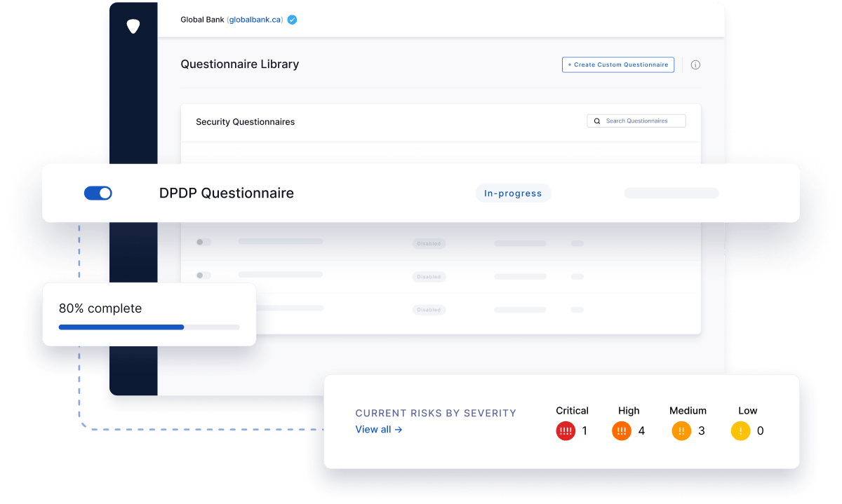 Questionnaires on the UpGuard platform.