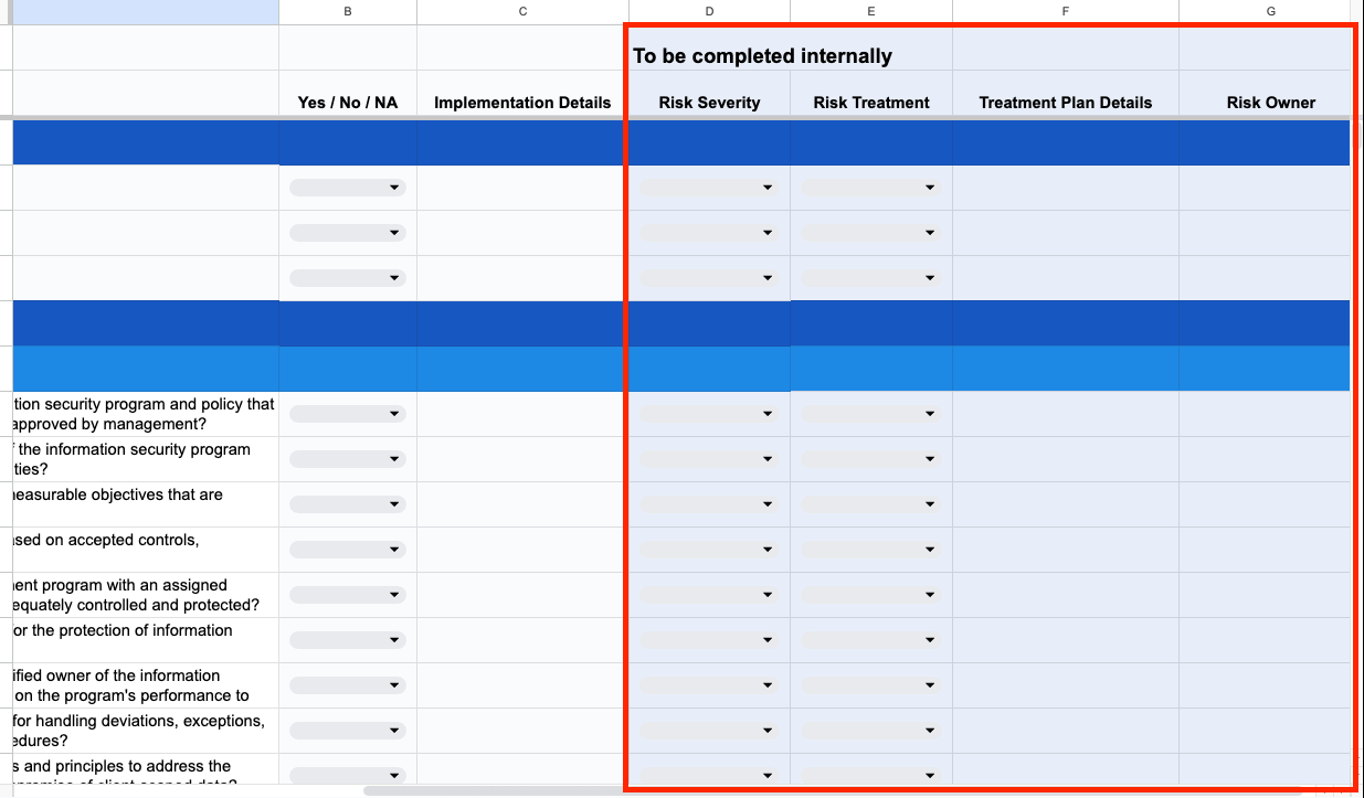 Internal component of the questionnaire template.