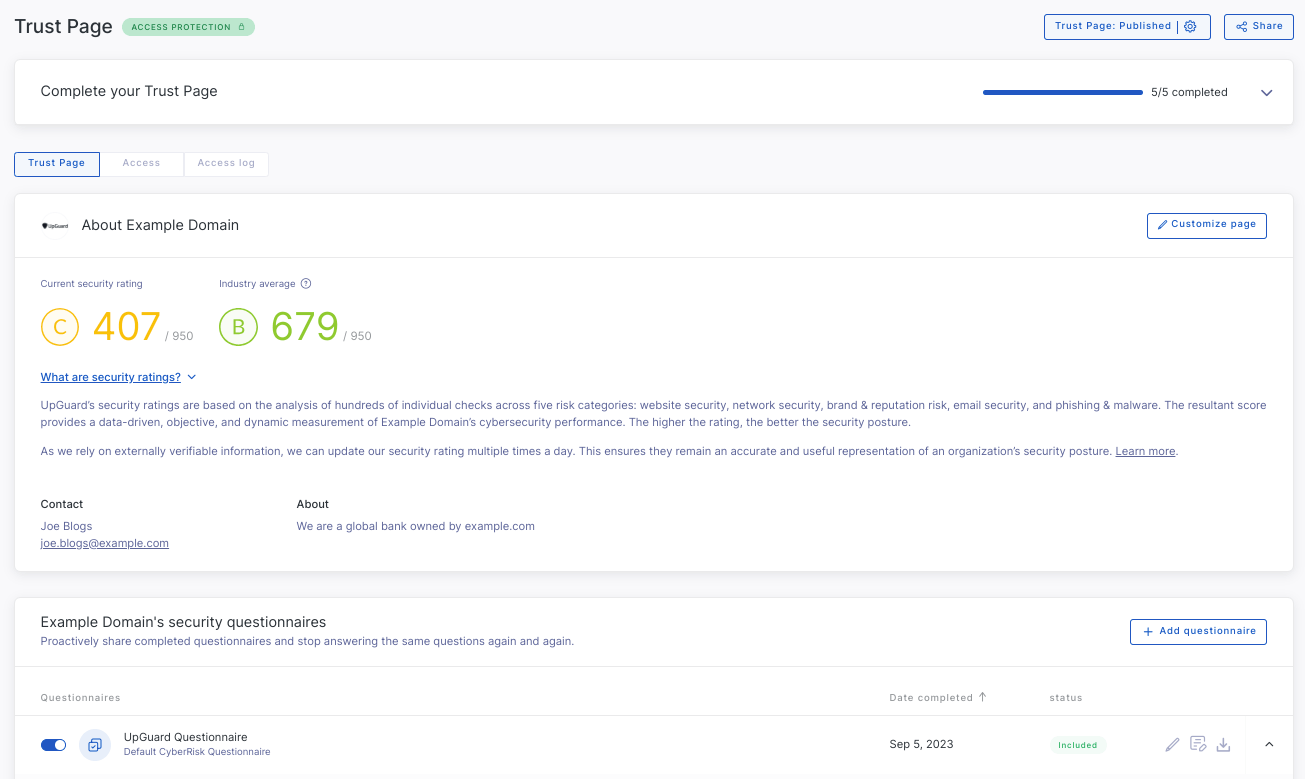 UpGuard's Trust Page