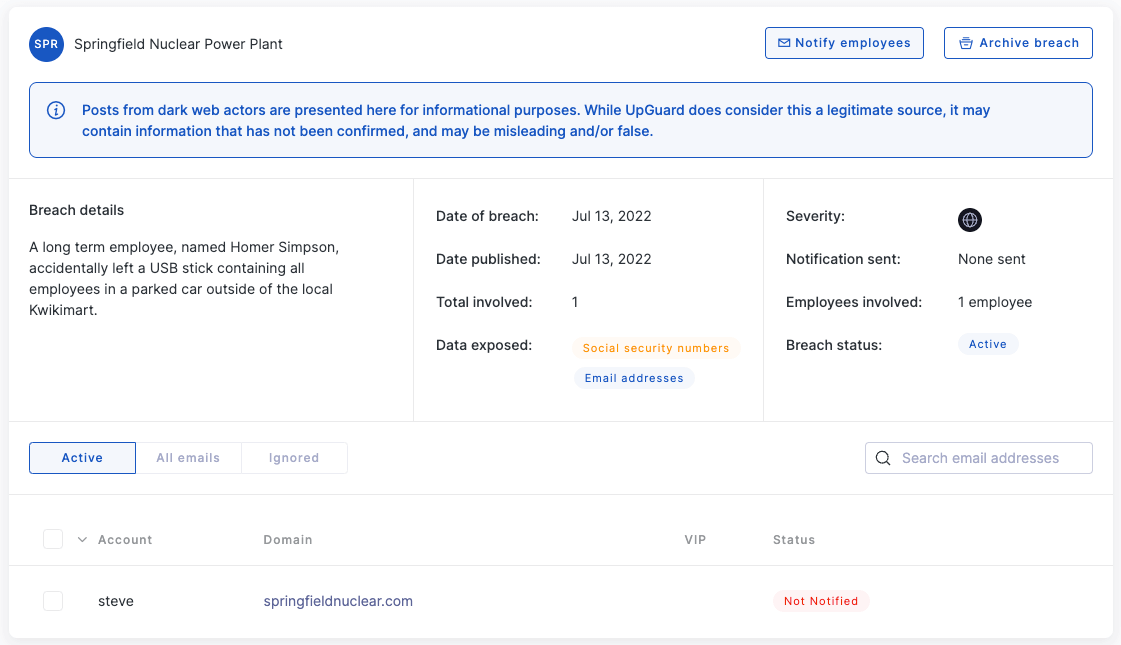 UpGuard's ransomware blog detection feature.