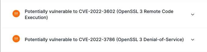 UpGuard’s vulnerability scanner recognizing a vulnerable version of the OpenSSL software.