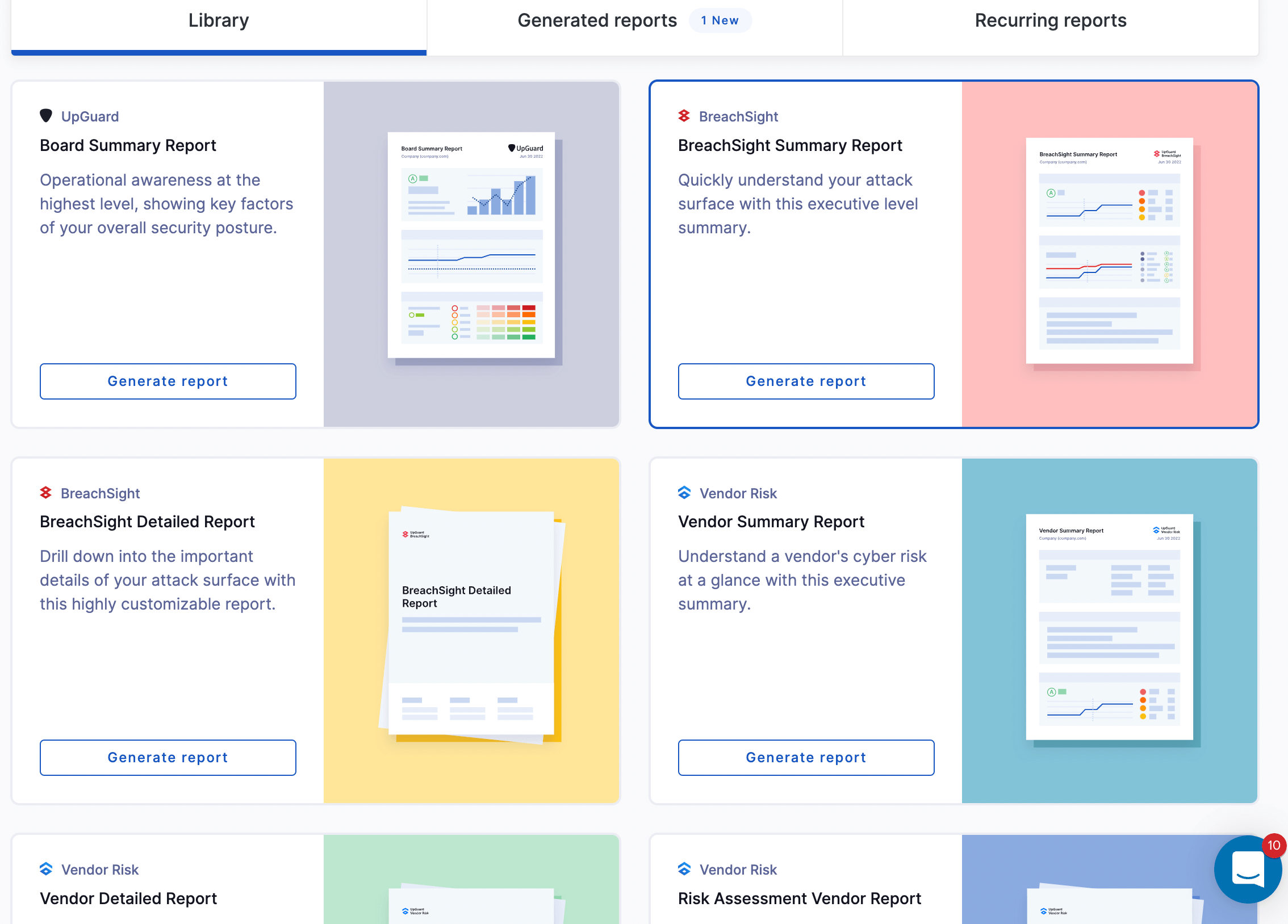 the library of executive report templates available on the upguard platform