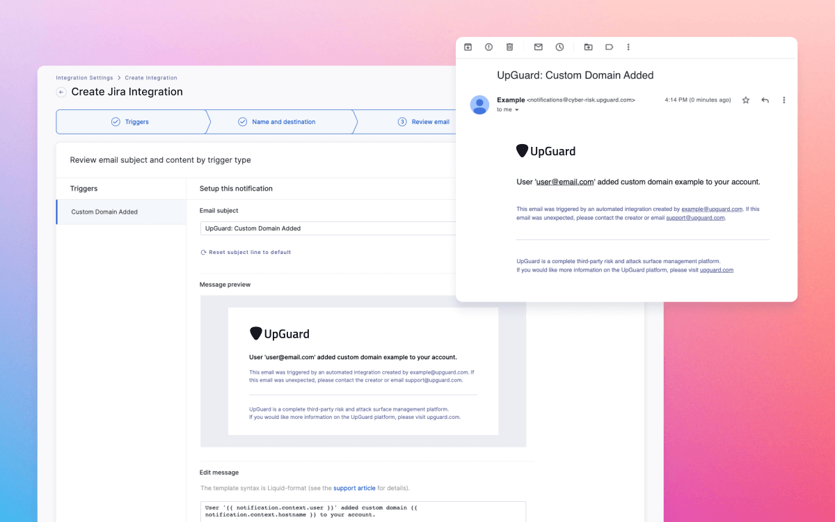 UpGuard group email notifications