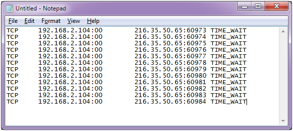 web server log during DDoS attack
