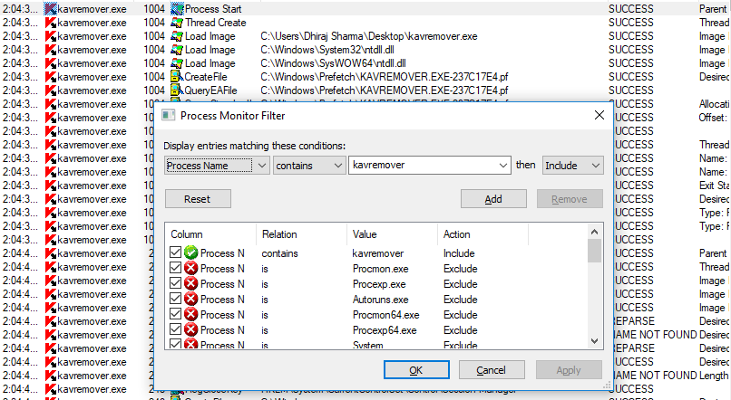 Search for the potentially vulnerable application suspected of being hijacked in Process Explorer.