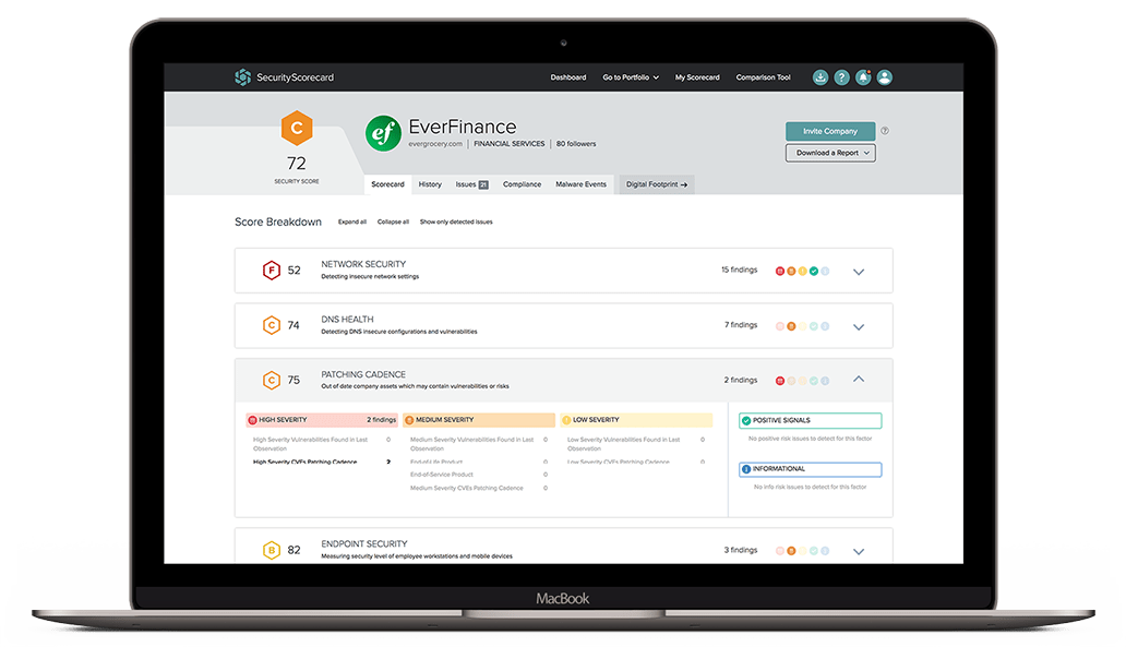 SecurityScorecard's UI